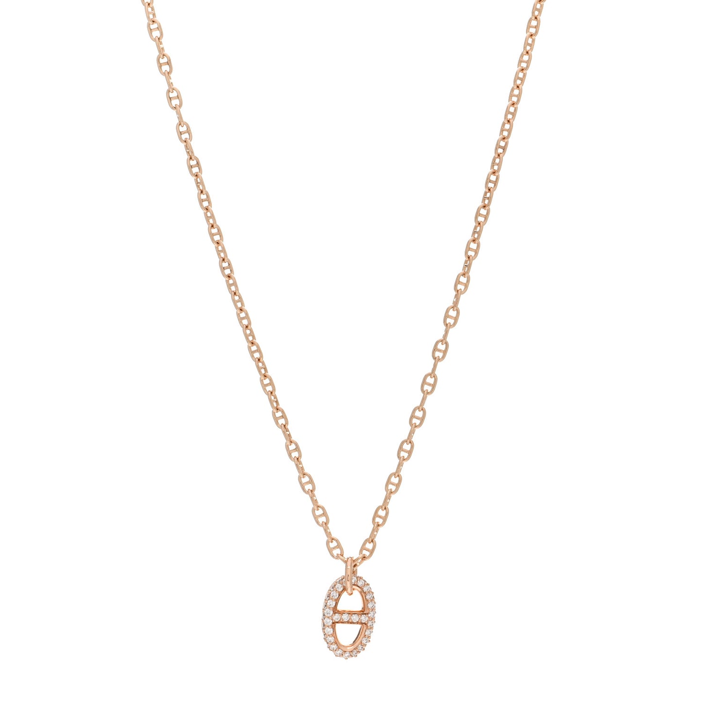 18K Rose Gold Diamond PM New Farandole Pendant Necklace ST