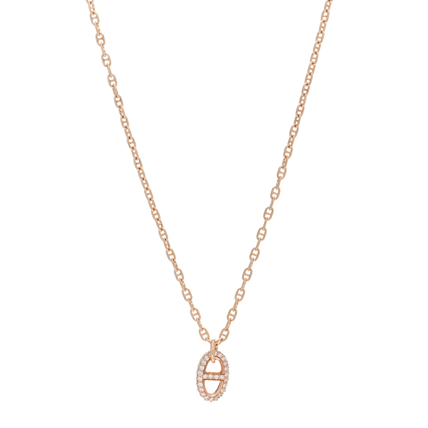 Hermes 18K Rose Gold Diamond PM New Farandole Pendant Necklace ST 1 of 5
