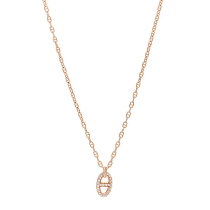 Hermes 18K Rose Gold Diamond PM New Farandole Pendant Necklace ST 1 of 5