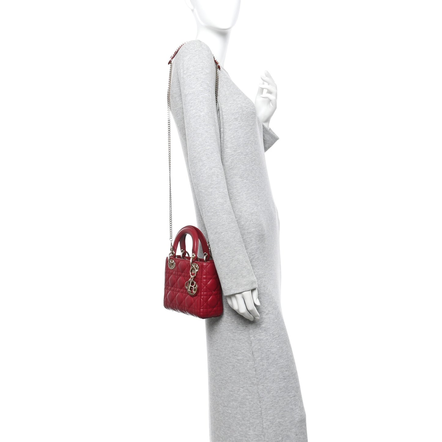 Lambskin Cannage Mini Lady Dior Red