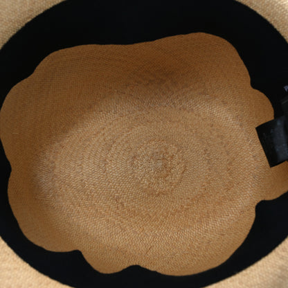 Chanel Straw Grosgrain Ribbon Fedora Hat M Beige Black 7 of 12