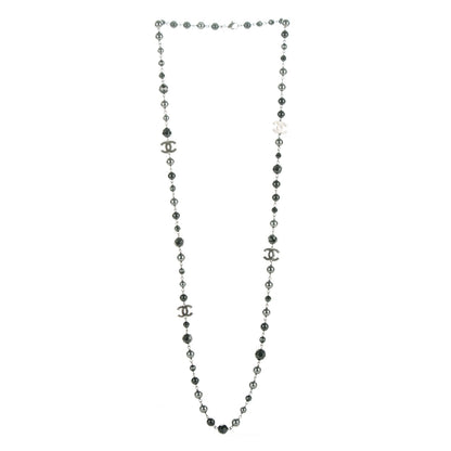 Chanel Ruthenium Pearl Beaded CC Long Necklace Black 3 of 4