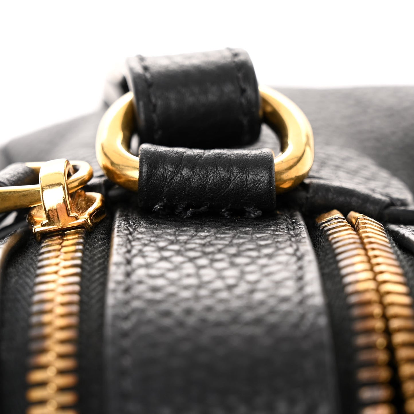 Vitello Daino Medium Double Zip Shoulder Bag Black