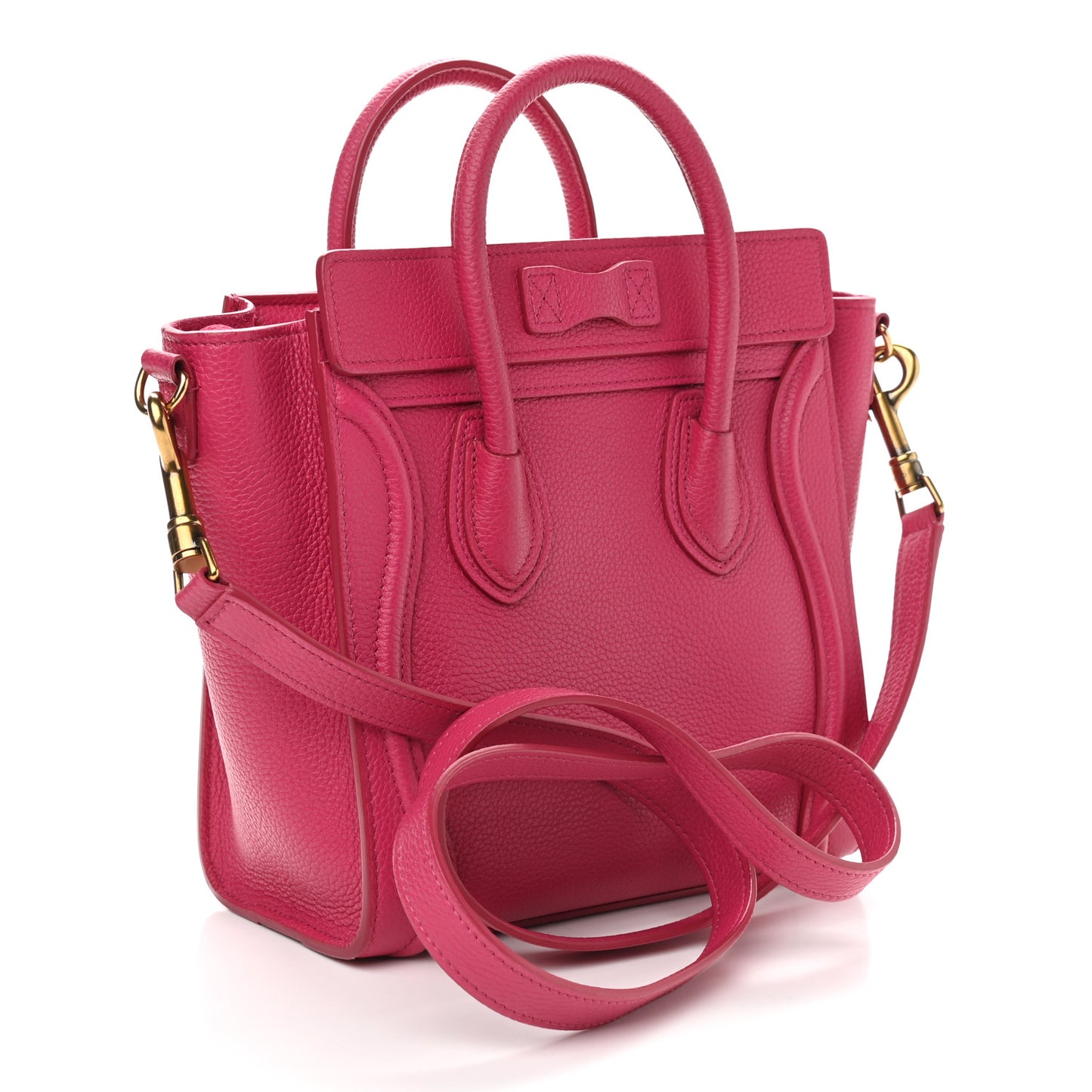 Drummed Calfskin Nano Luggage Fuchsia