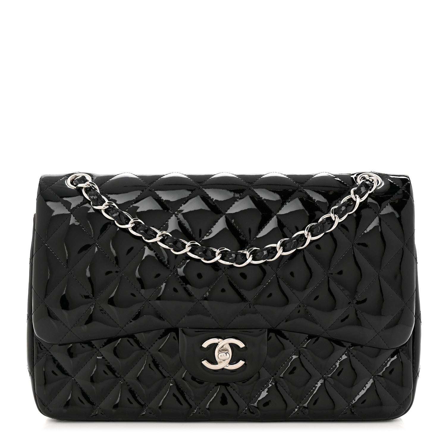 Chanel Patent Quilted Jumbo Double Flap Black 1 of 11