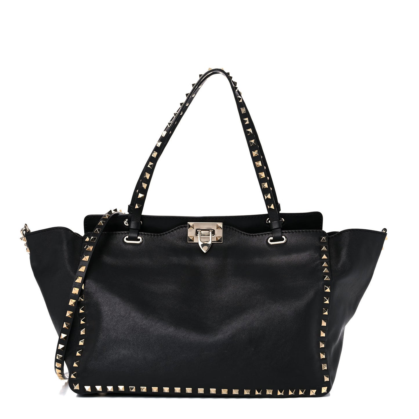 Vitello Medium Rockstud Tote Black