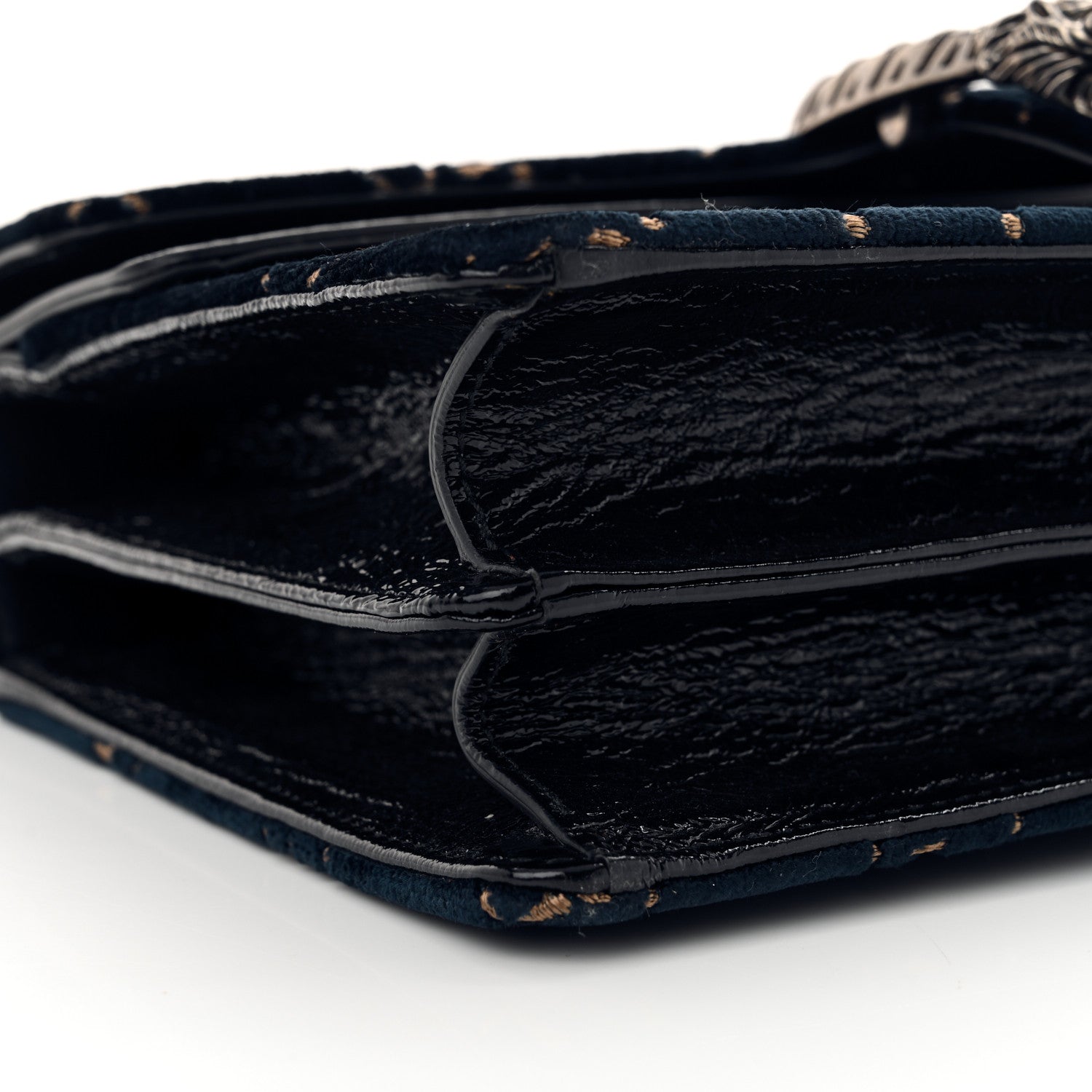 Gucci Velvet Skipper GG Monogram Small Dionysus Shoulder Bag Blue Beige Black 9 of 11