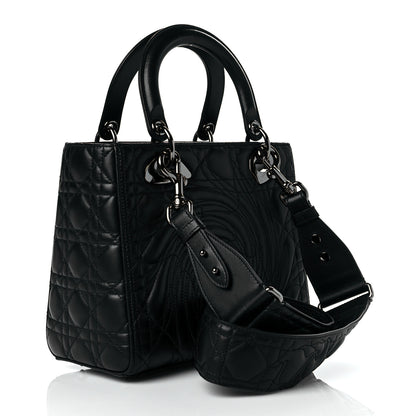 Christian Dior Lambskin Cannage Embossed Medium Recycle Group Lady Dior Art 5 Black 3 of 9