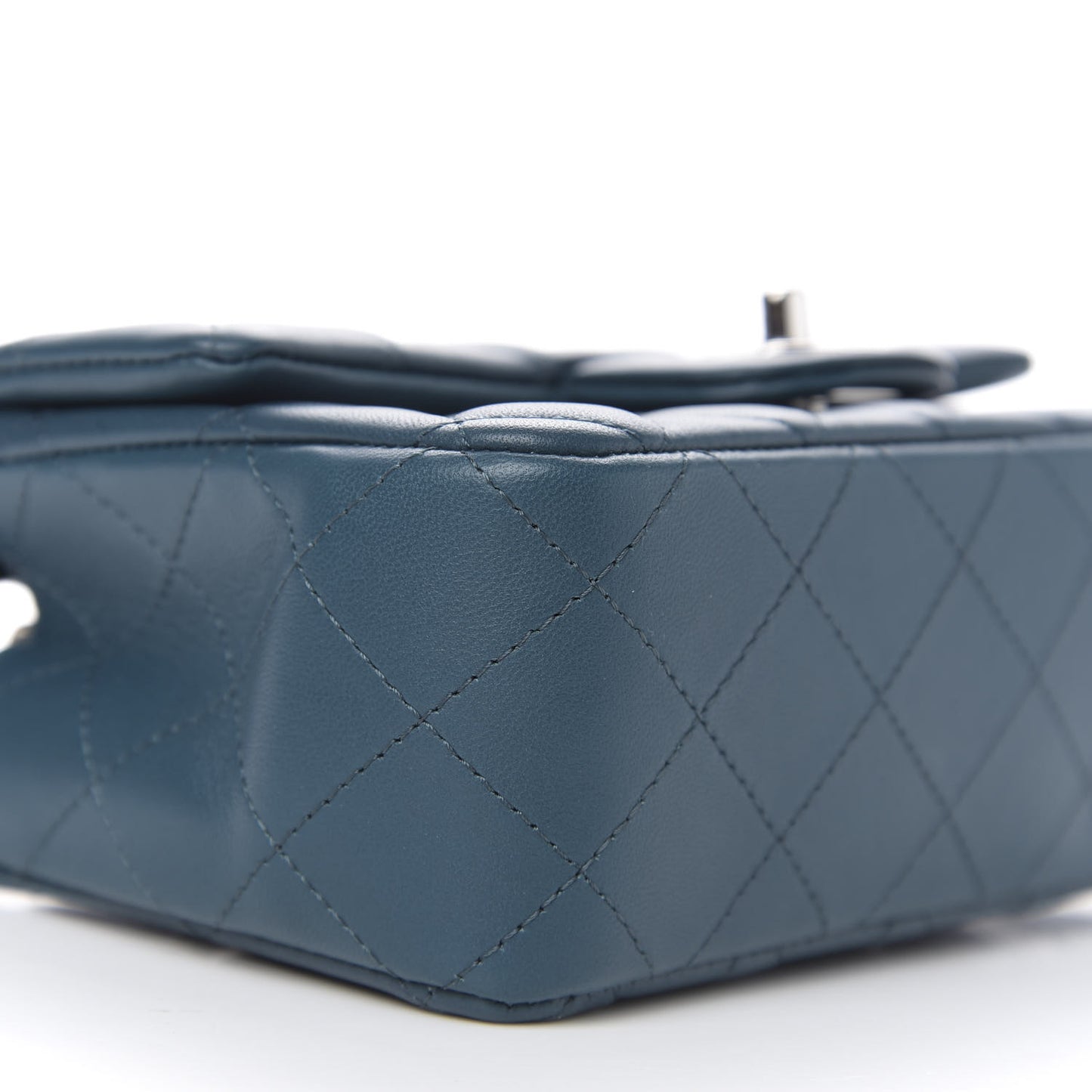 Lambskin Quilted Mini Rectangular Flap Dark Blue