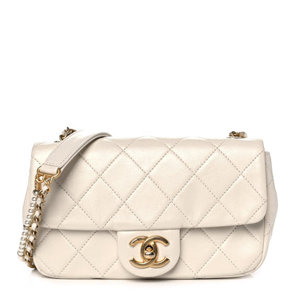 Chanel Calfskin Quilted Mini Crystal Pearls Rectangular Flap White 1 of 12