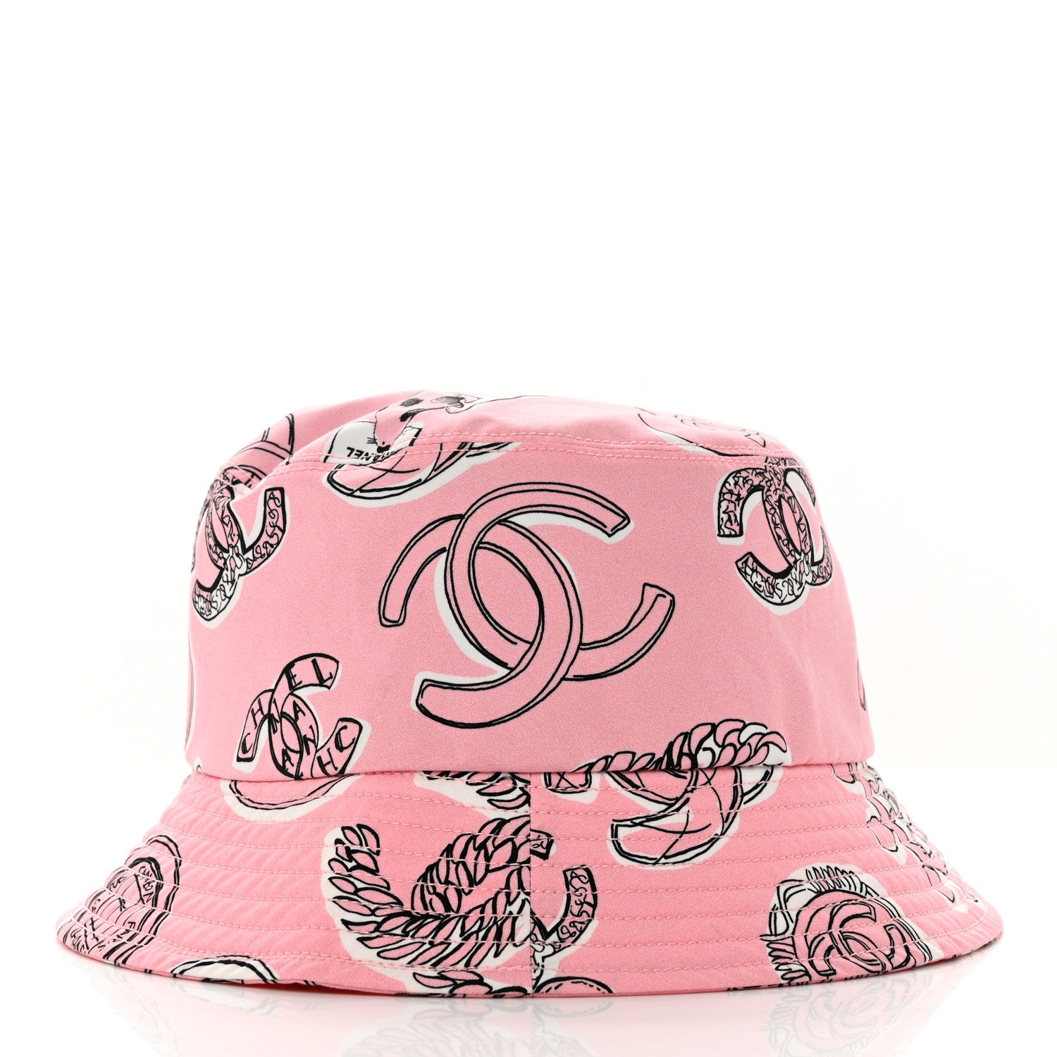 Chanel Cotton Heart Print Bucket Hat S Rose 4 of 7