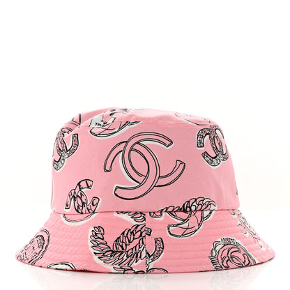 Chanel Cotton Heart Print Bucket Hat S Rose 4 of 7