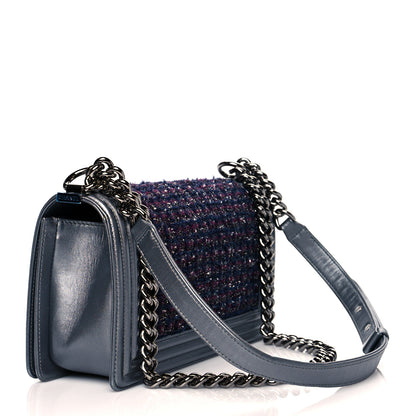 Chanel Tweed Metallic Lambskin Medium Boy Flap Silver 2 of 9