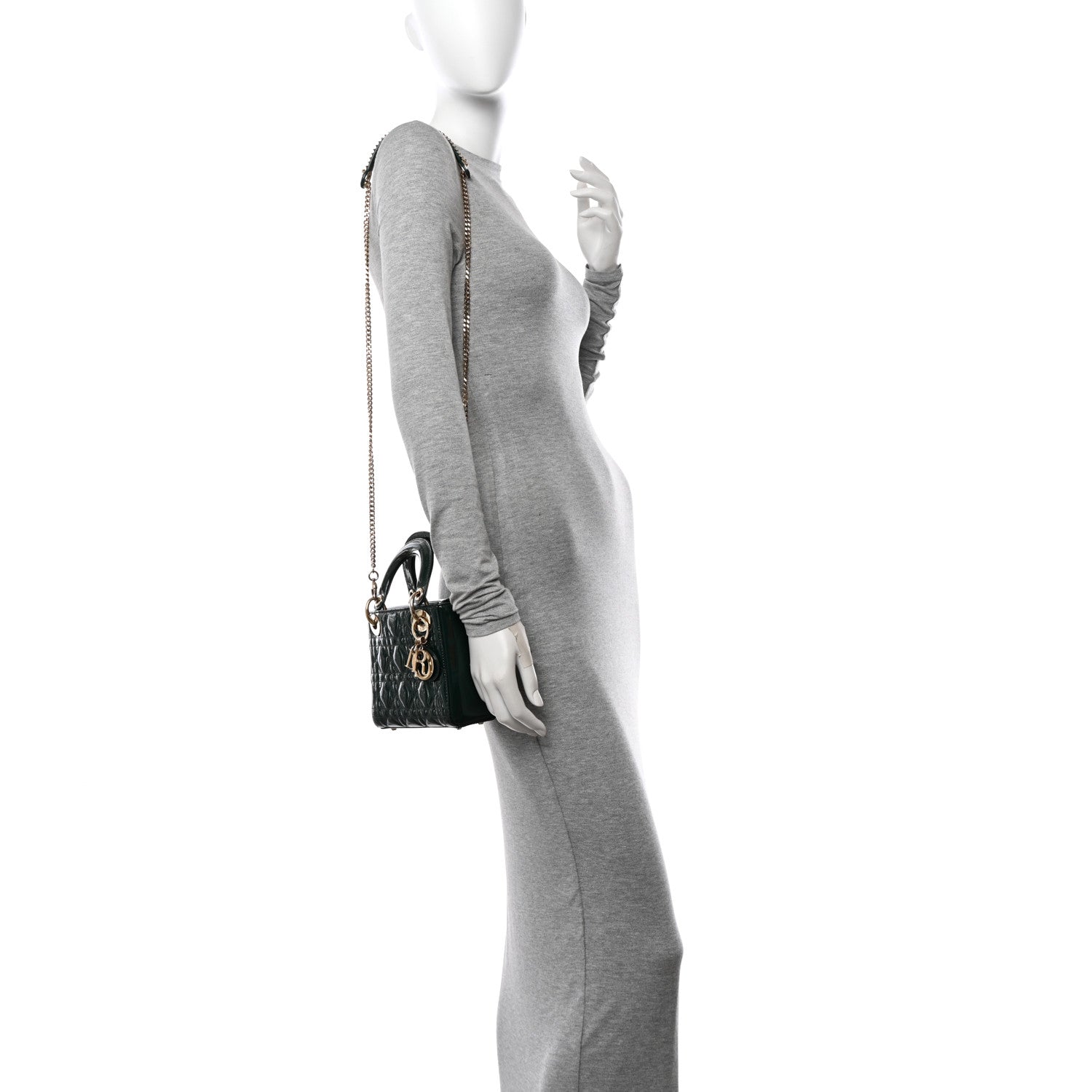 Christian Dior Patent Cannage Mini Lady Dior Pine Green 2 of 10