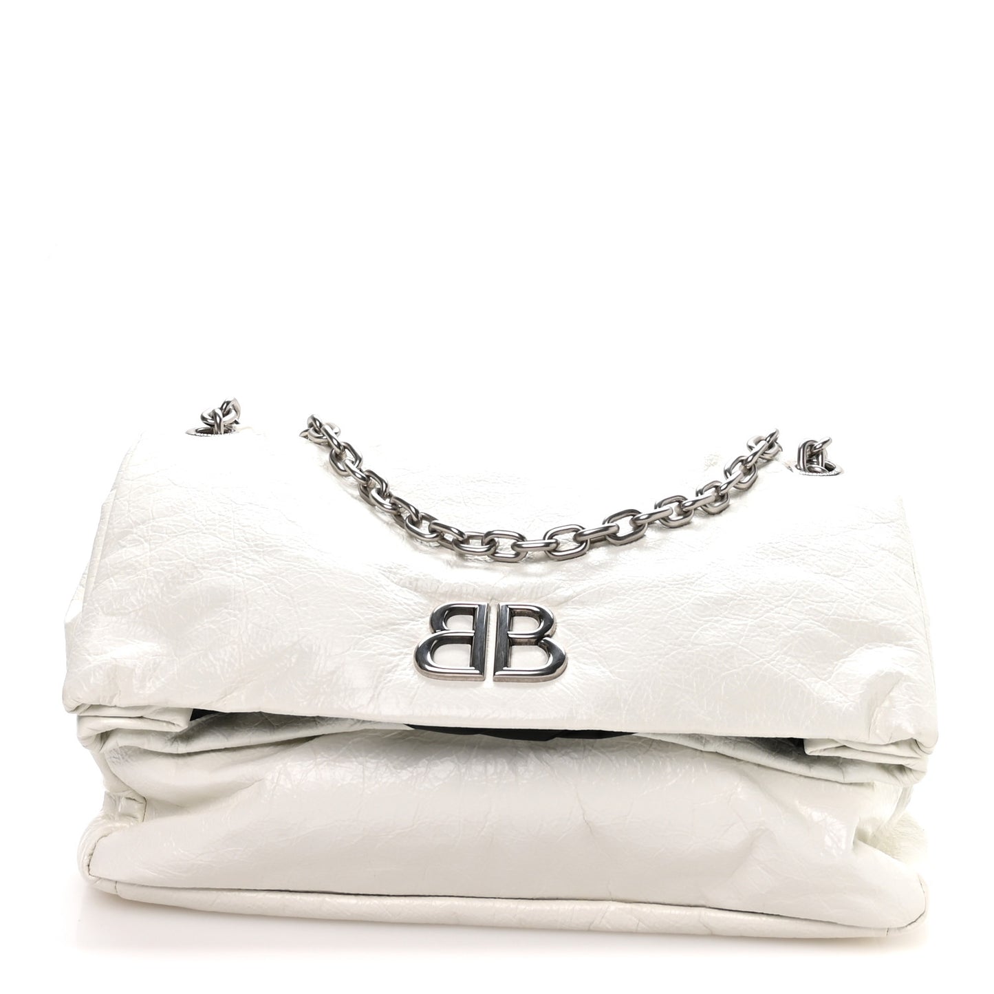 Arena Calfskin Nylon Medium Monaco Chain Shoulder Bag Optic White