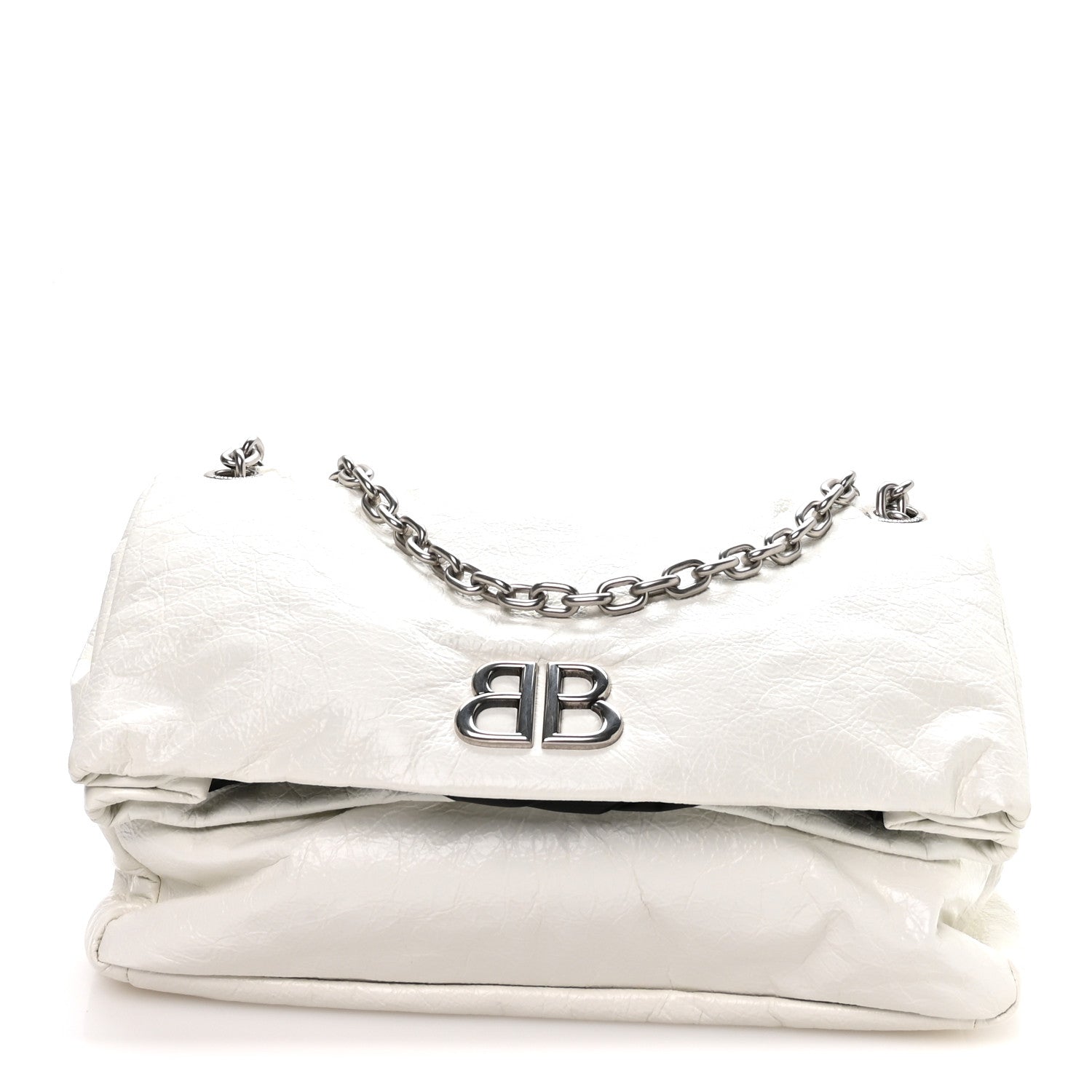Balenciaga Arena Calfskin Nylon Medium Monaco Chain Shoulder Bag Optic White 1 of 10