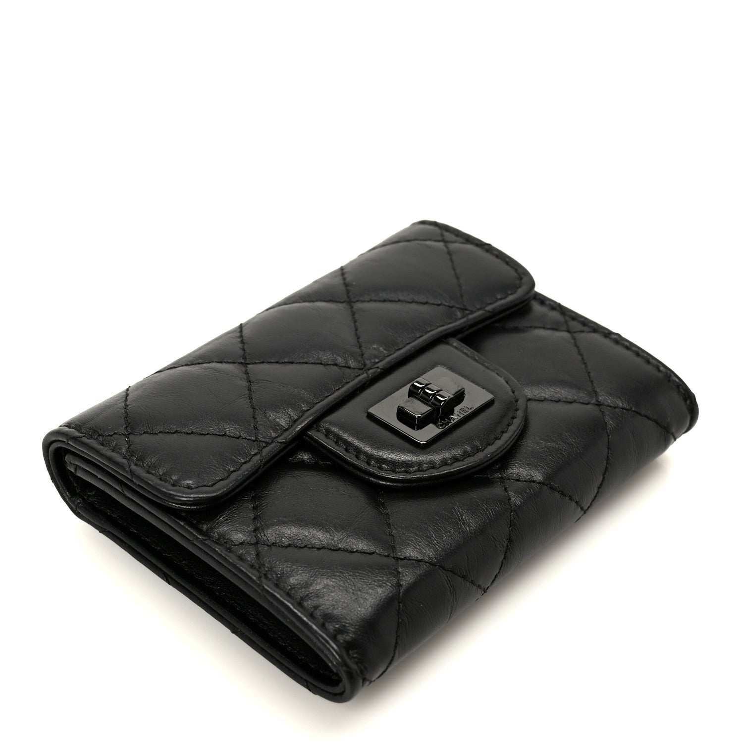 Chanel Aged Calfskin Quilted Reissue Flap Card Holder Wallet So Black 4 of 9