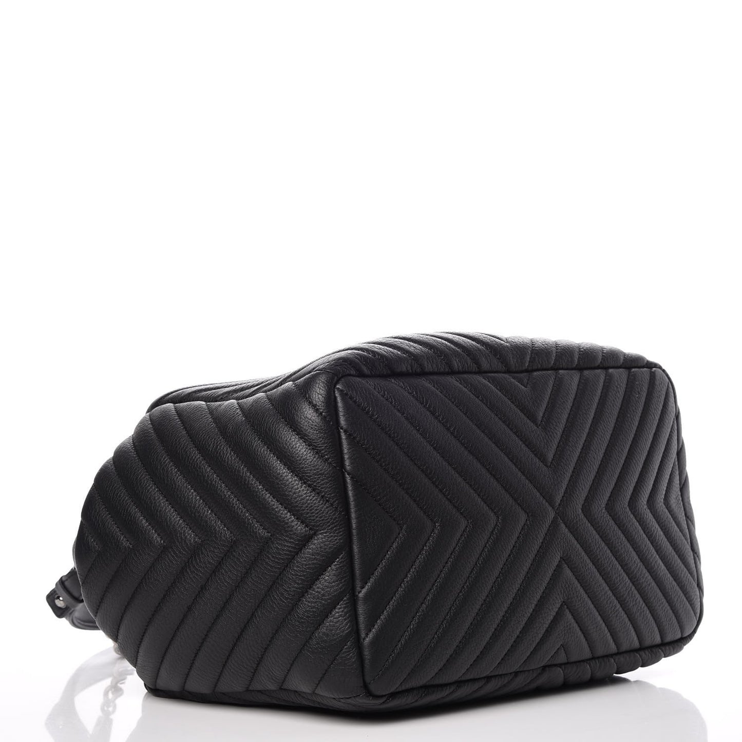Deerskin Chevron Large CC Chain Bucket Drawstring Bag Black