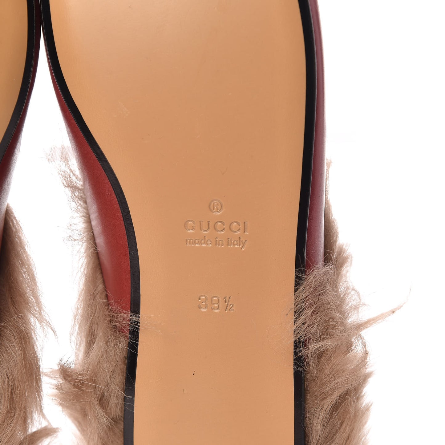 Betis Glamour Calfskin Fur Womens Princetown Slippers 39.5 Hibiscus Red Naturale