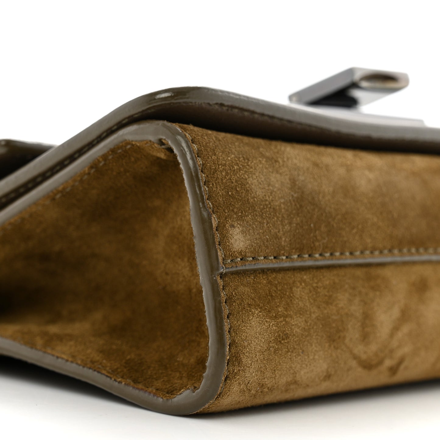 Suede Patent Mini Rebel Crossbody Brown