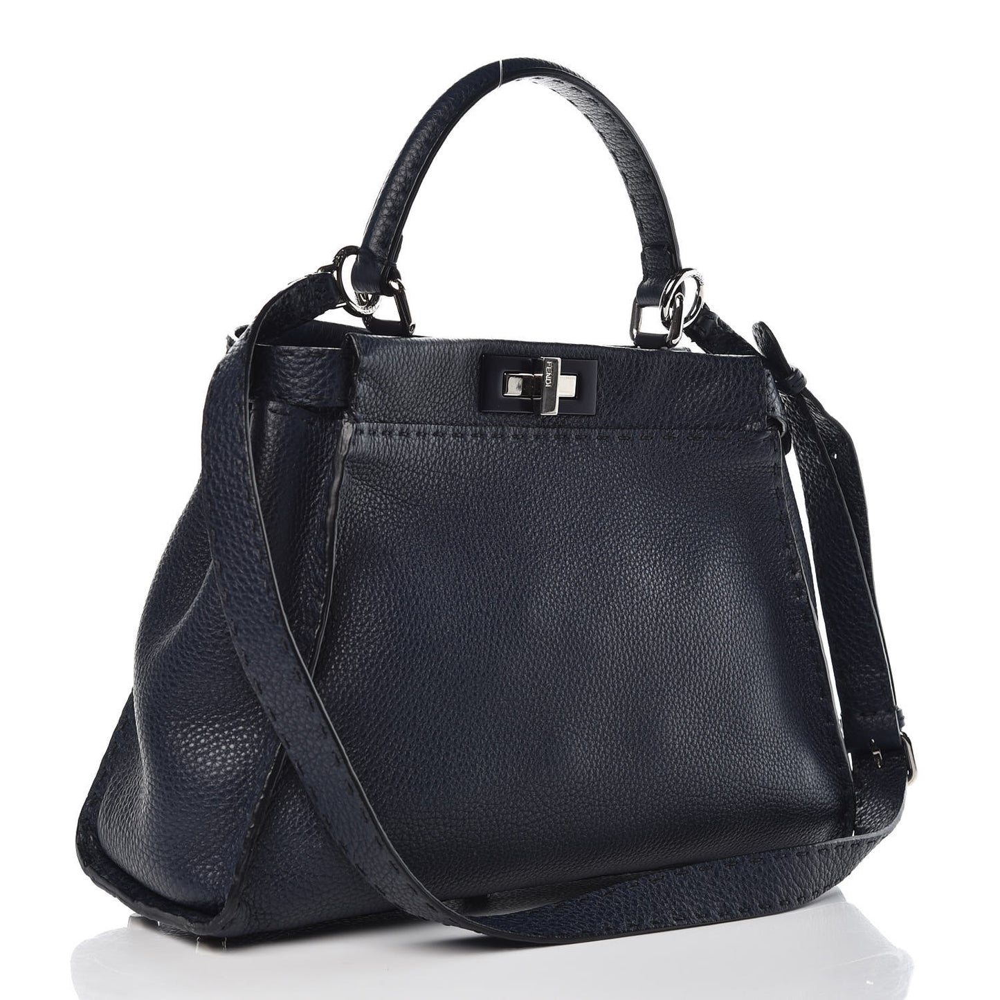 Cuoio Romano Selleria Medium Peekaboo Iconic Satchel Blue Notte