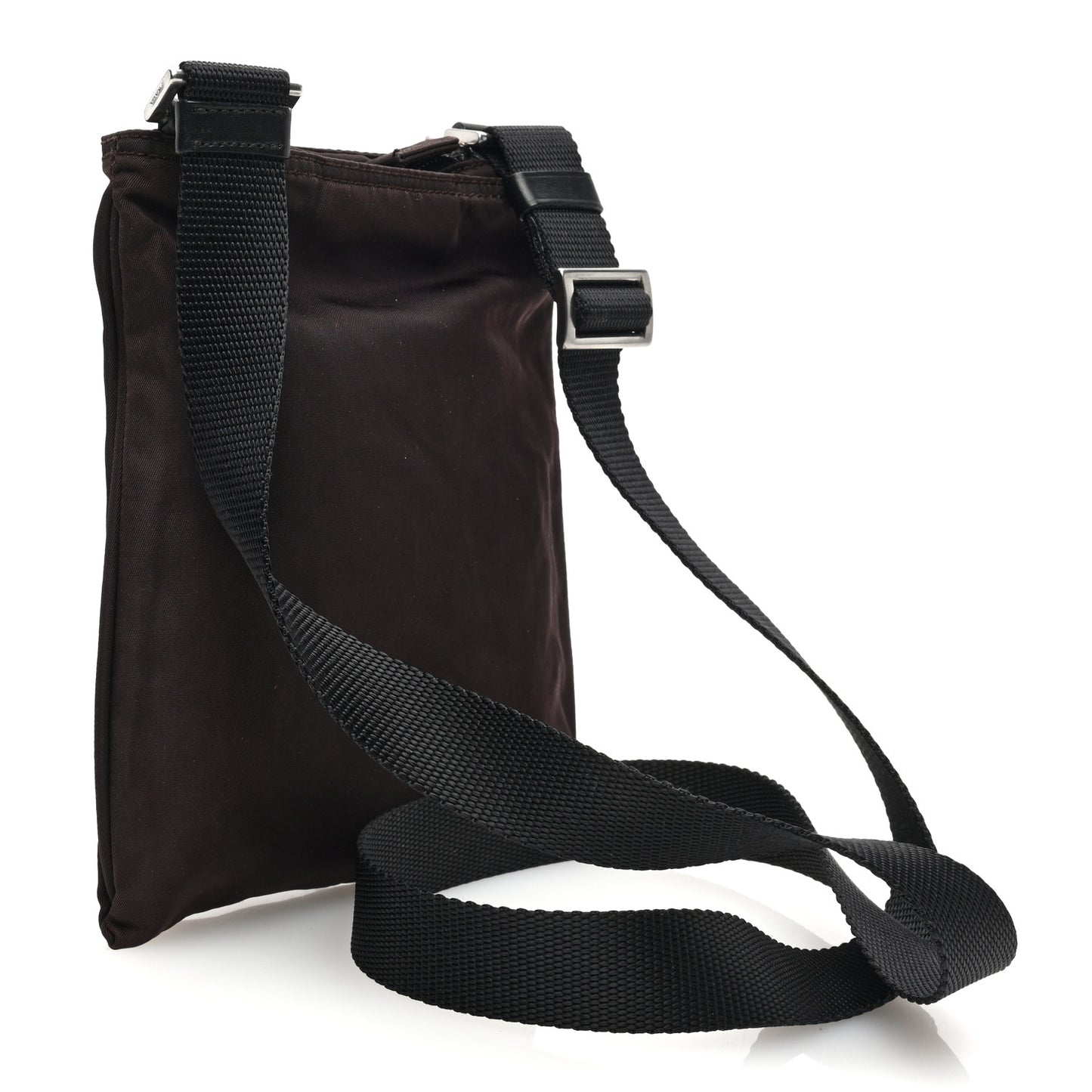 Tessuto Nylon Small Flat Messenger Bag Brown