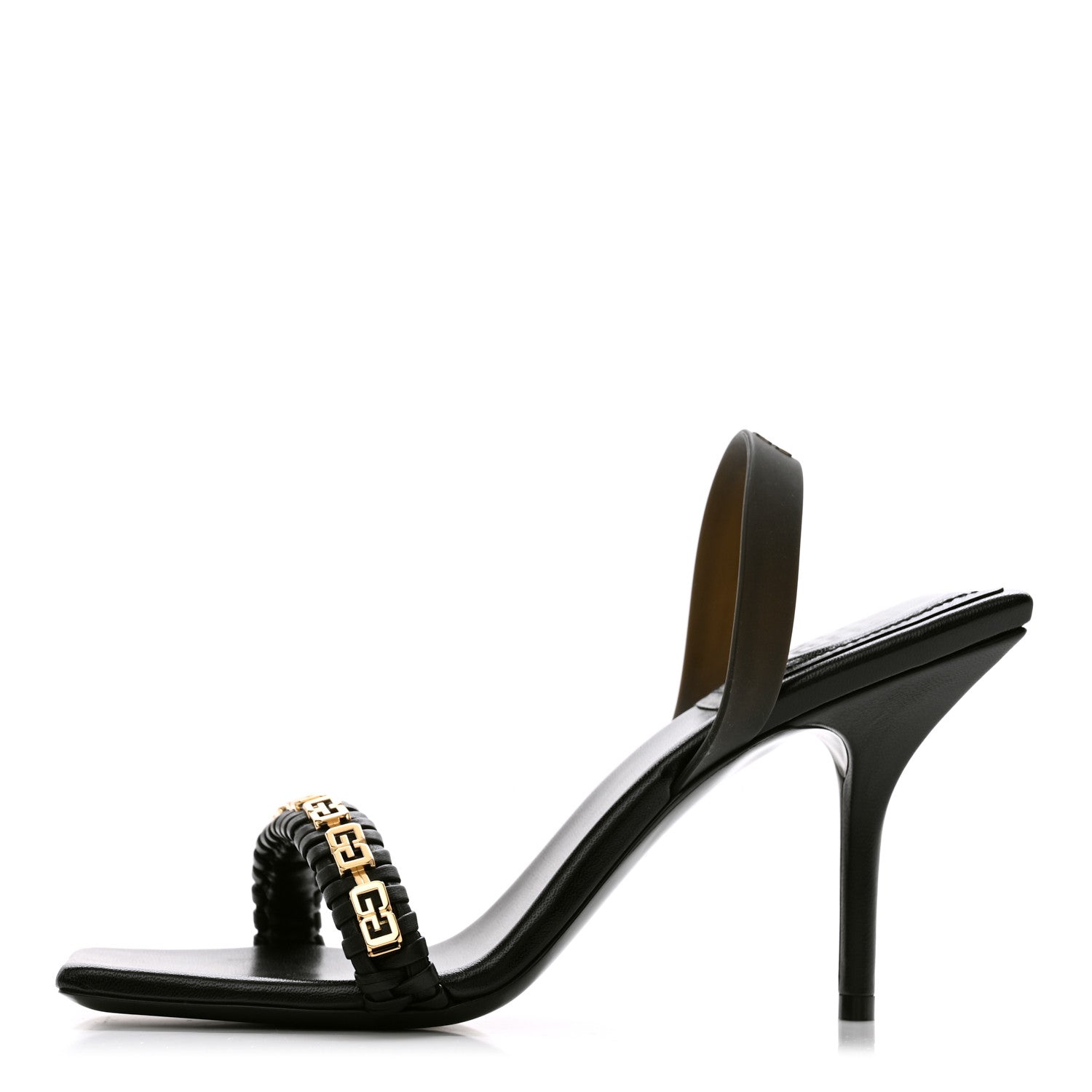 Givenchy Smooth Nappa G Woven Slingback 90mm Sandals 39 Black 1 of 9