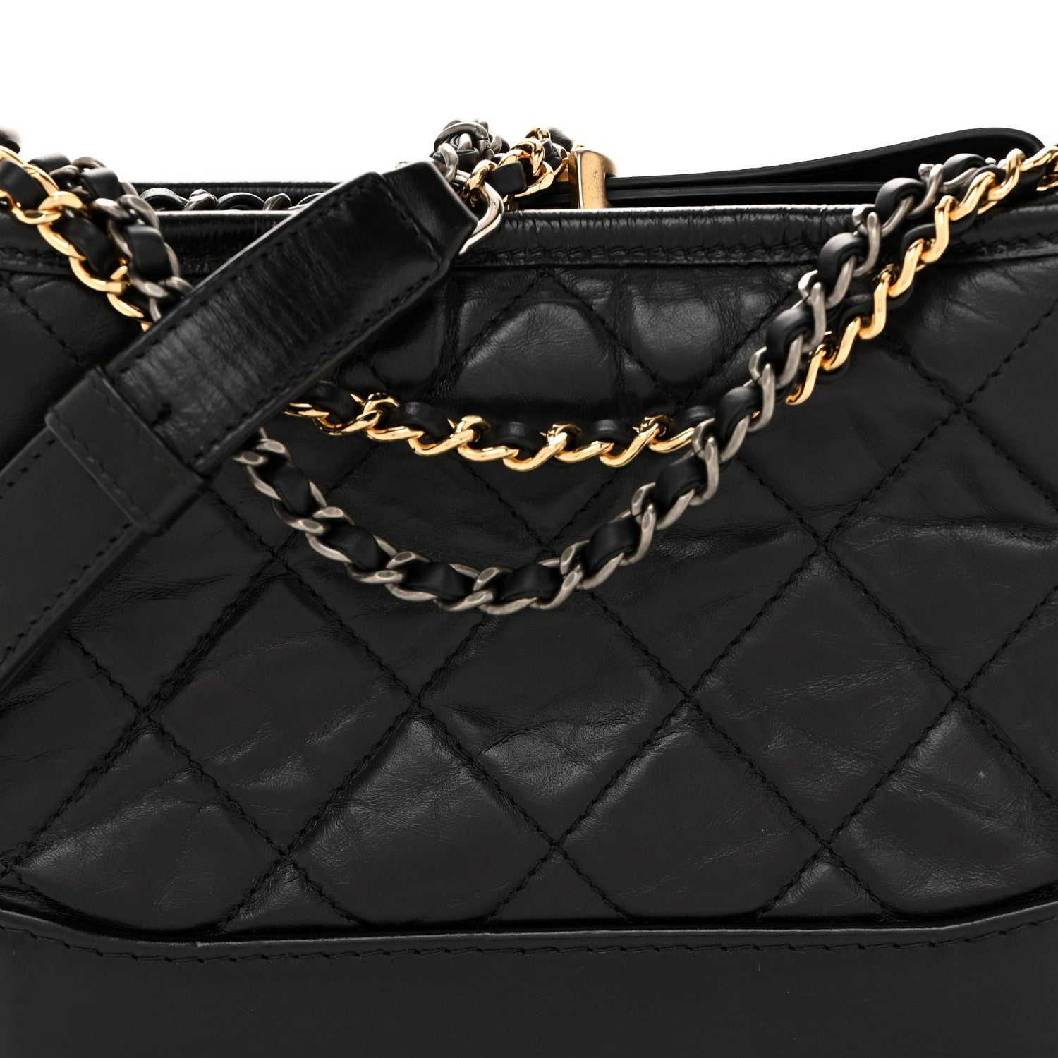 Chanel Aged Calfskin Quilted Small Gabrielle Hobo Black 8 of 13