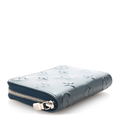 Louis Vuitton Calfskin Debossed Monogram Zippy Coin Purse Blue 4 of 6