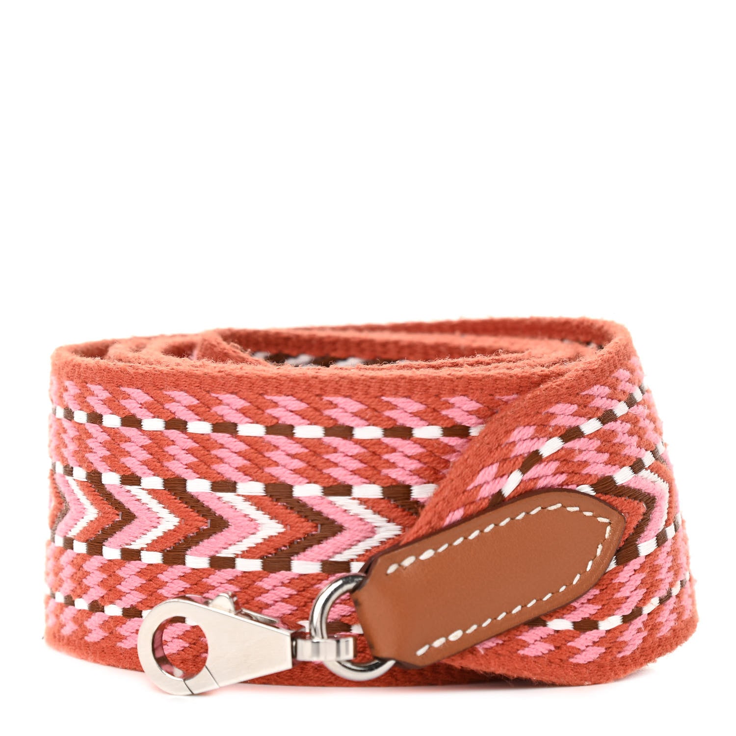Hermes Toile Swift Sangle Allegro 50mm Shoulder Strap Rose Confetti White Gold 1 of 4