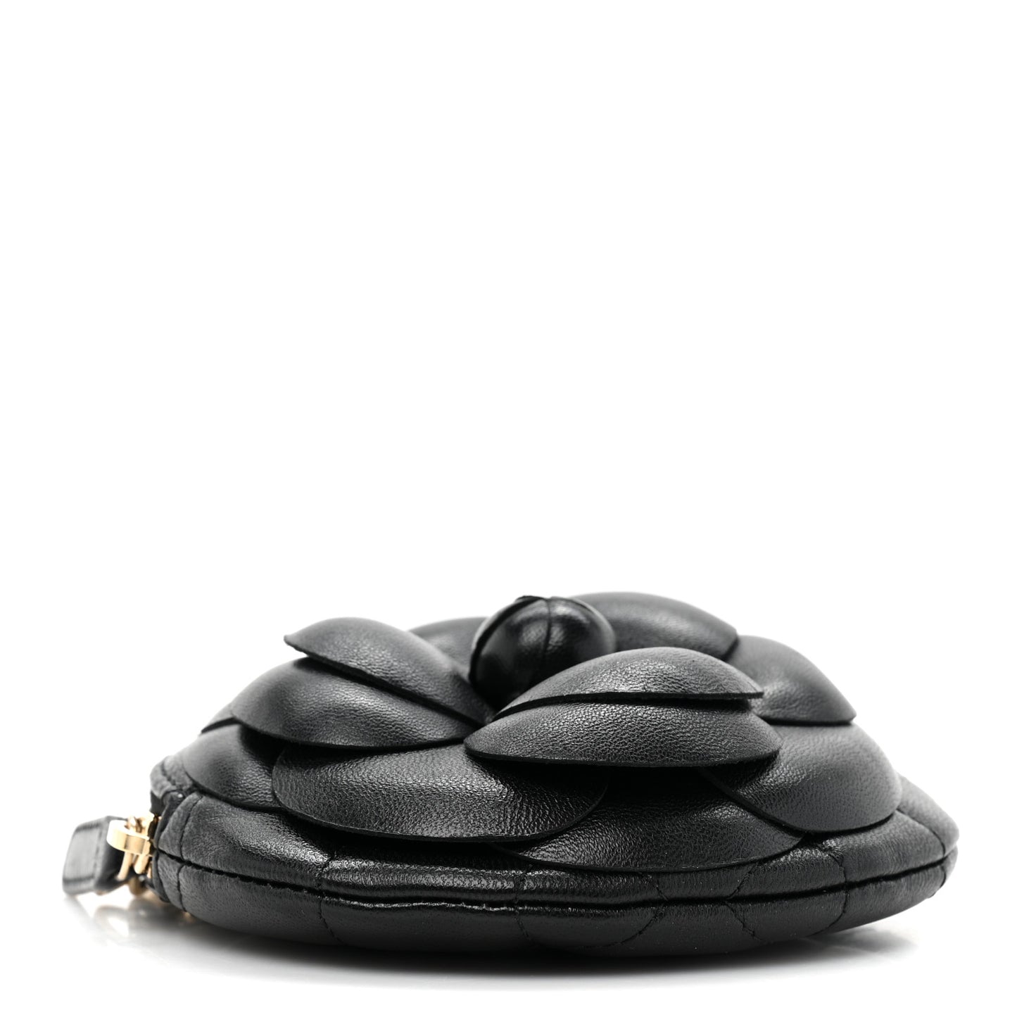 Lambskin Mini Camellia Bouquet Clutch With Chain Black