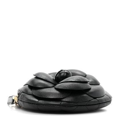Chanel Lambskin Mini Camellia Bouquet Clutch With Chain Black 4 of 9