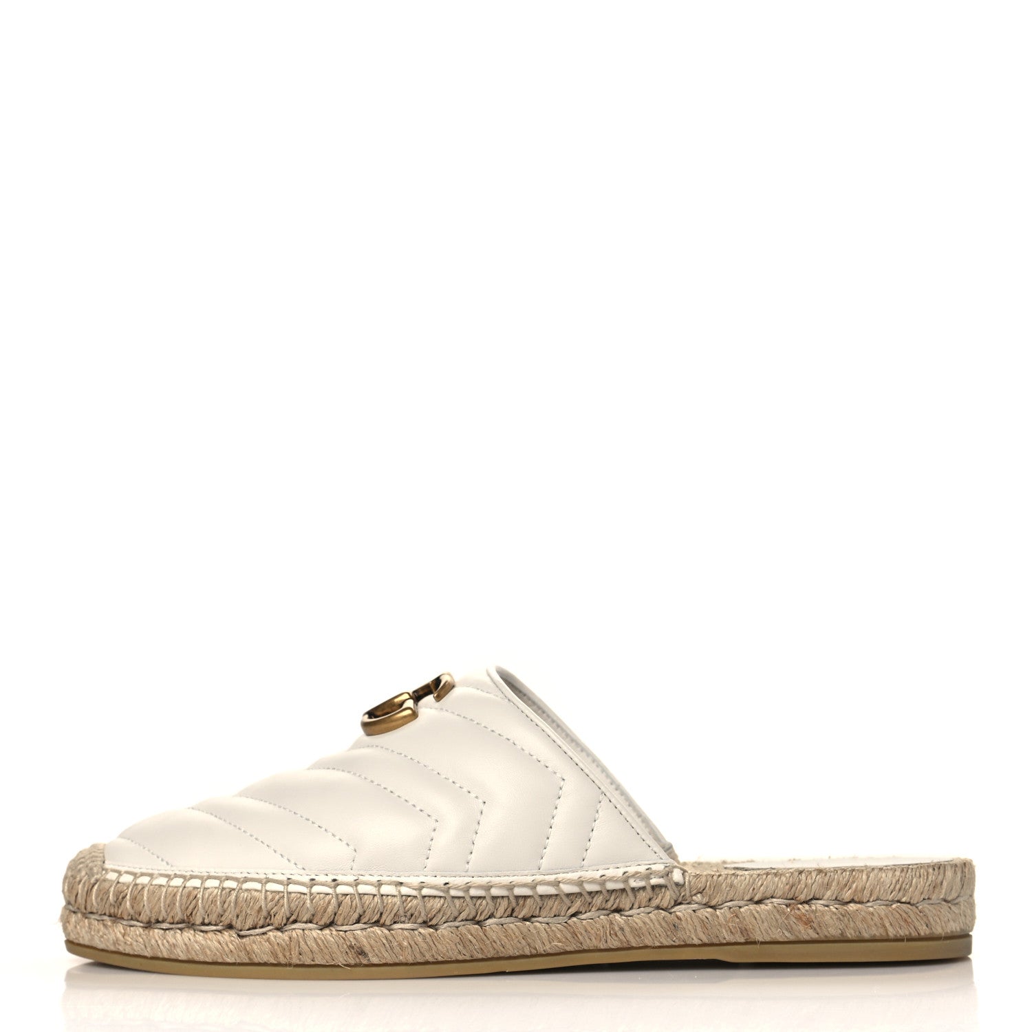 Gucci Nappa Matelasse GG Marmont Espadrille Slippers 39 Great White 1 of 8