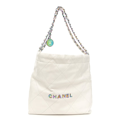 Chanel Shiny Calfskin Quilted Small Rainbow Chanel 22 White 1 of 15