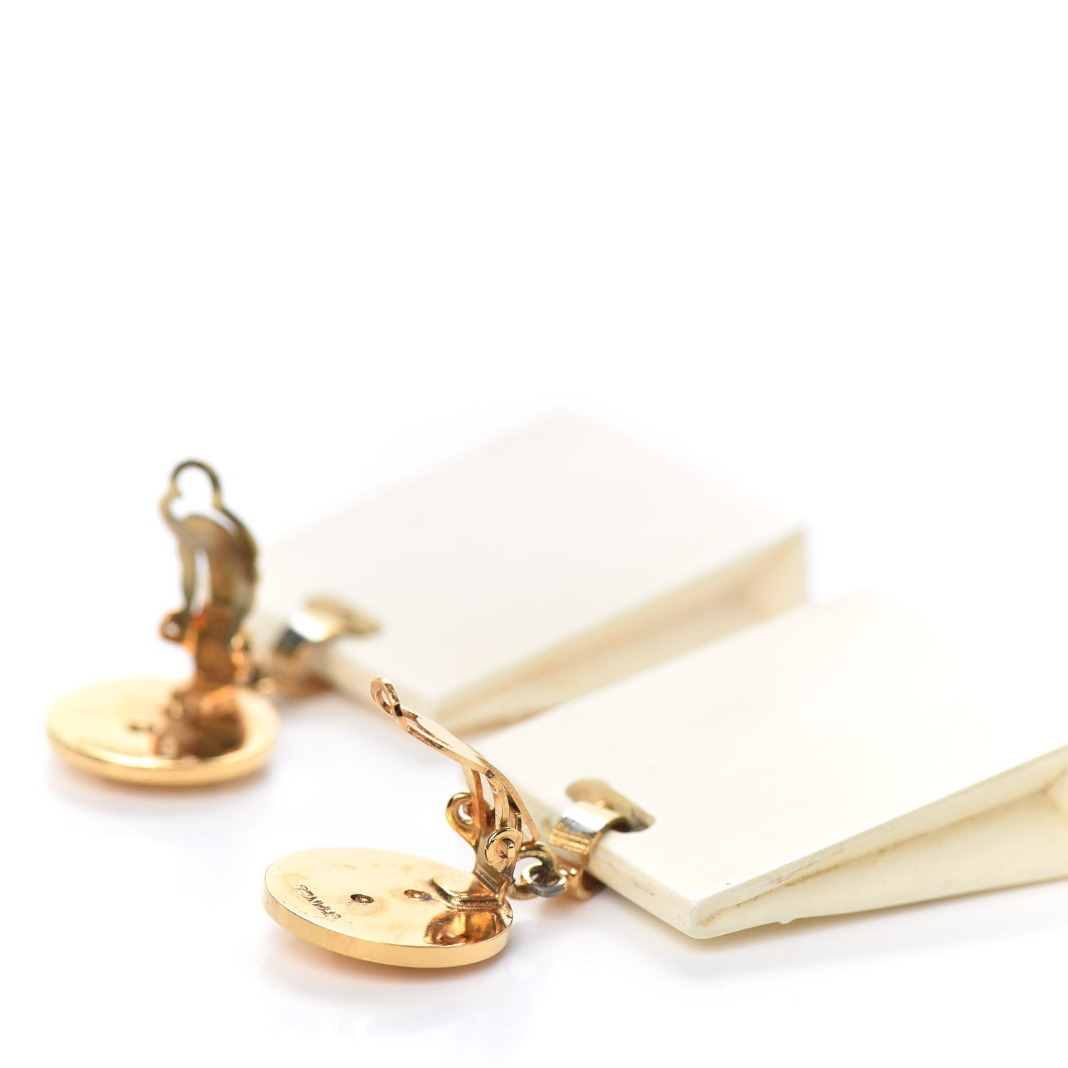 Chanel Clip on Shopping Bag CC Earrings Gold 3 of 5