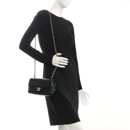 Chanel Lambskin Chevron Quilted Mini Rectangular Flap Black 2 of 8