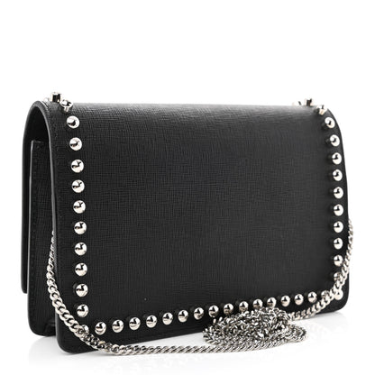 Fendi Vitello Elite Mink Fur Studded Karlito Tube Wallet on Chain Black 3 of 11