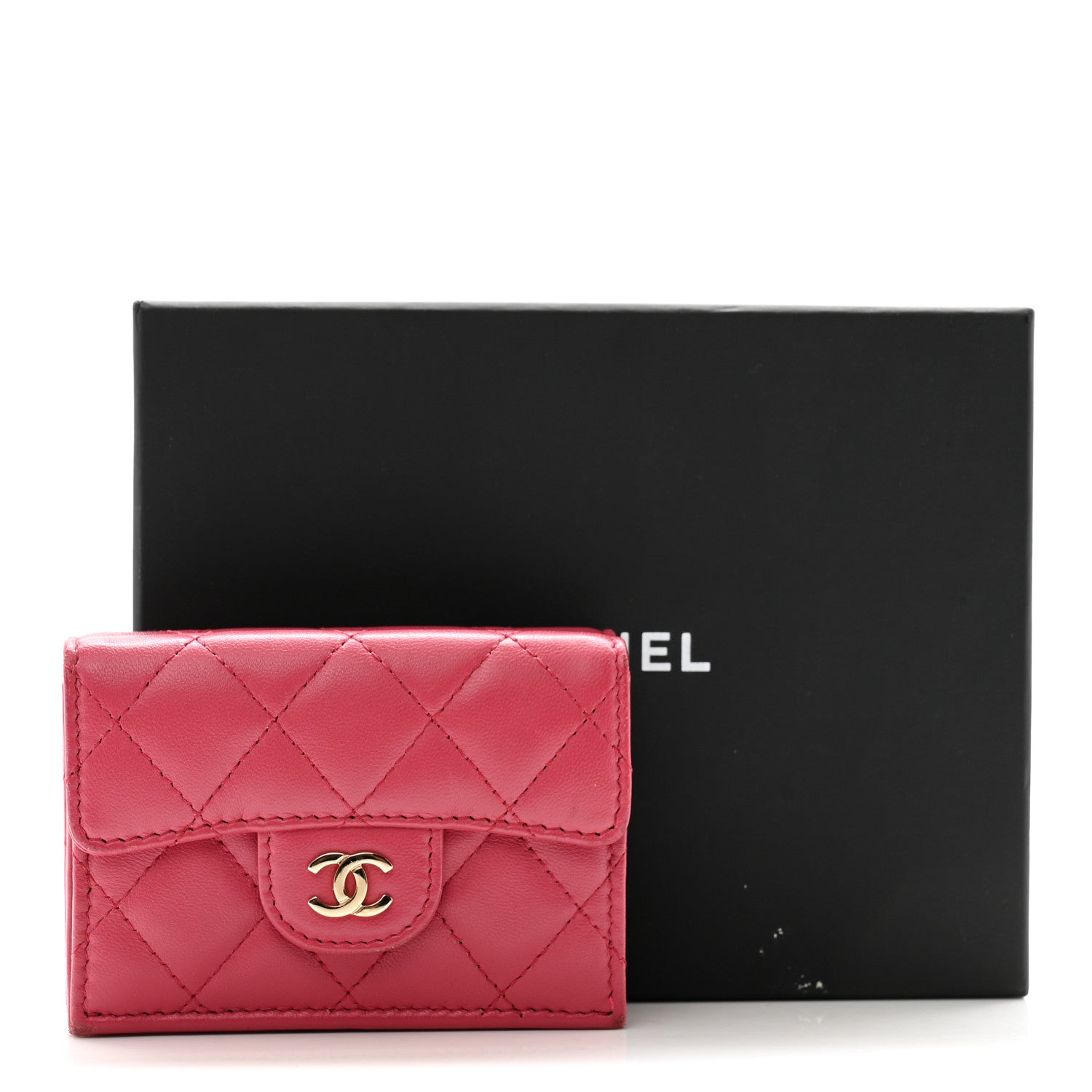 Chanel Lambskin Quilted Tri-Fold Flap Wallet Pink 14 of 14