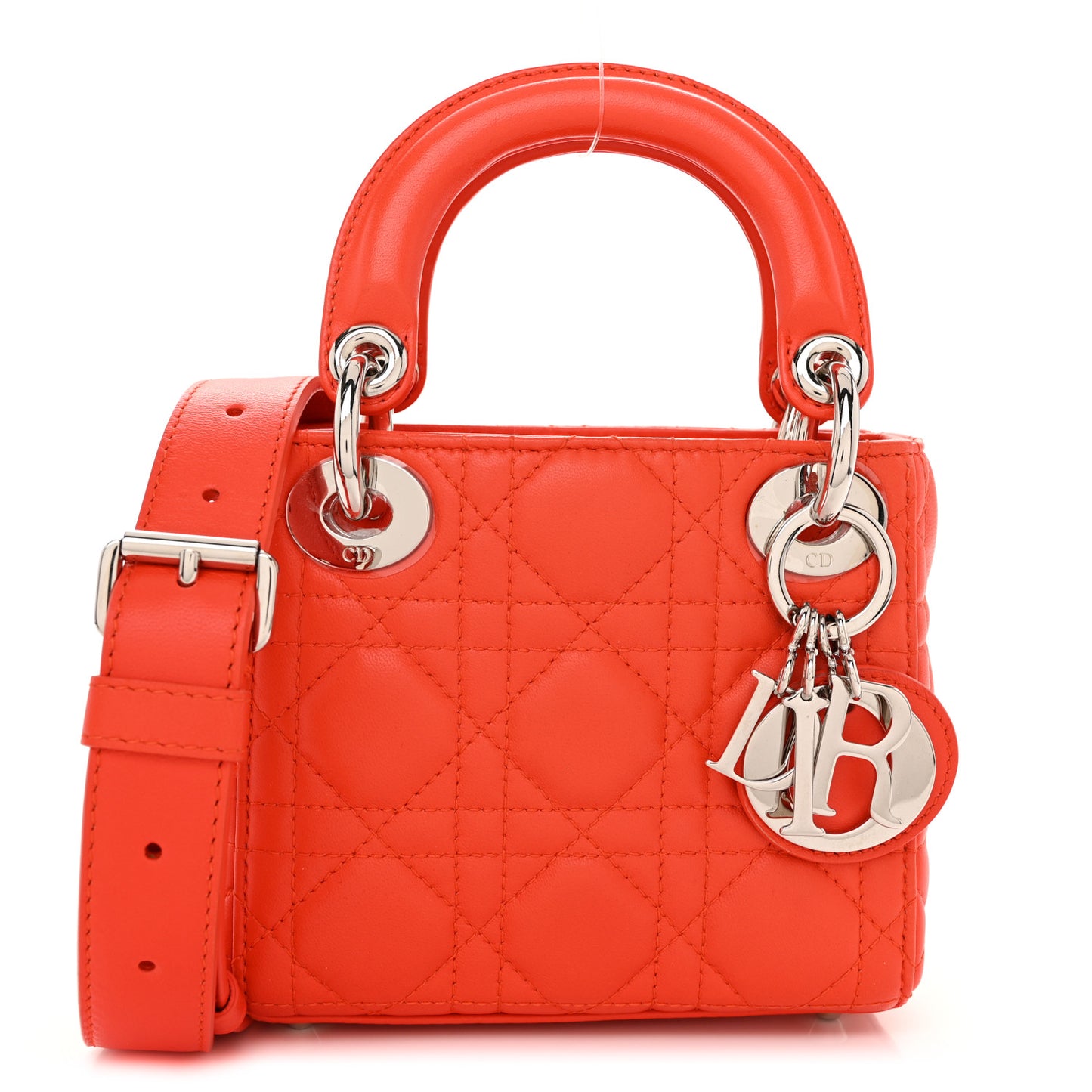 Lambskin Cannage Micro Lady Dior Orange