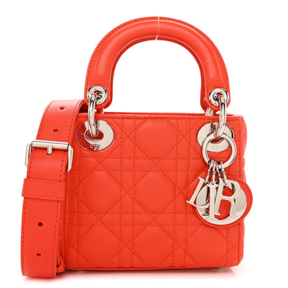 Christian Dior Lambskin Cannage Micro Lady Dior Orange 1 of 10