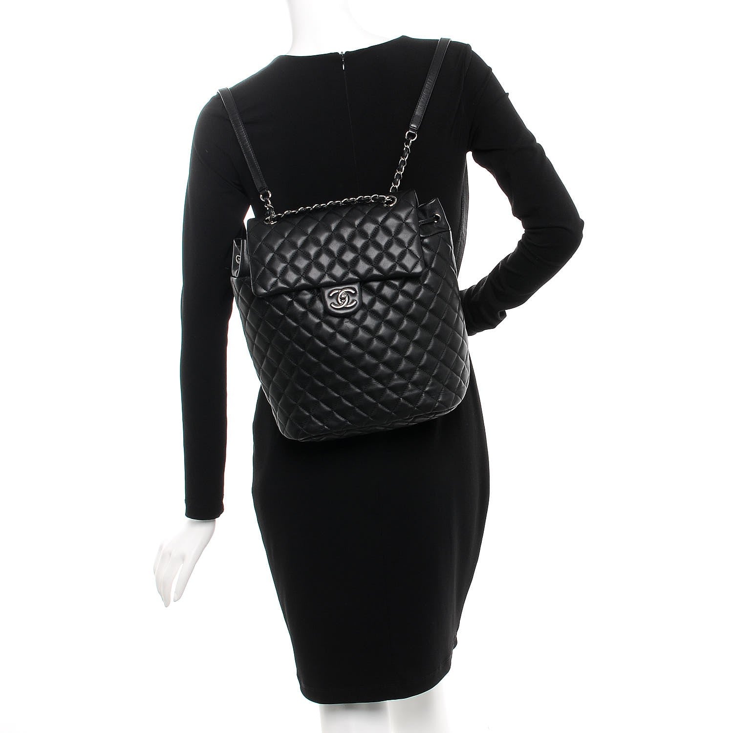 Chanel Calfskin Quilted Large Urban Spirit Backpack Black 2 of 9