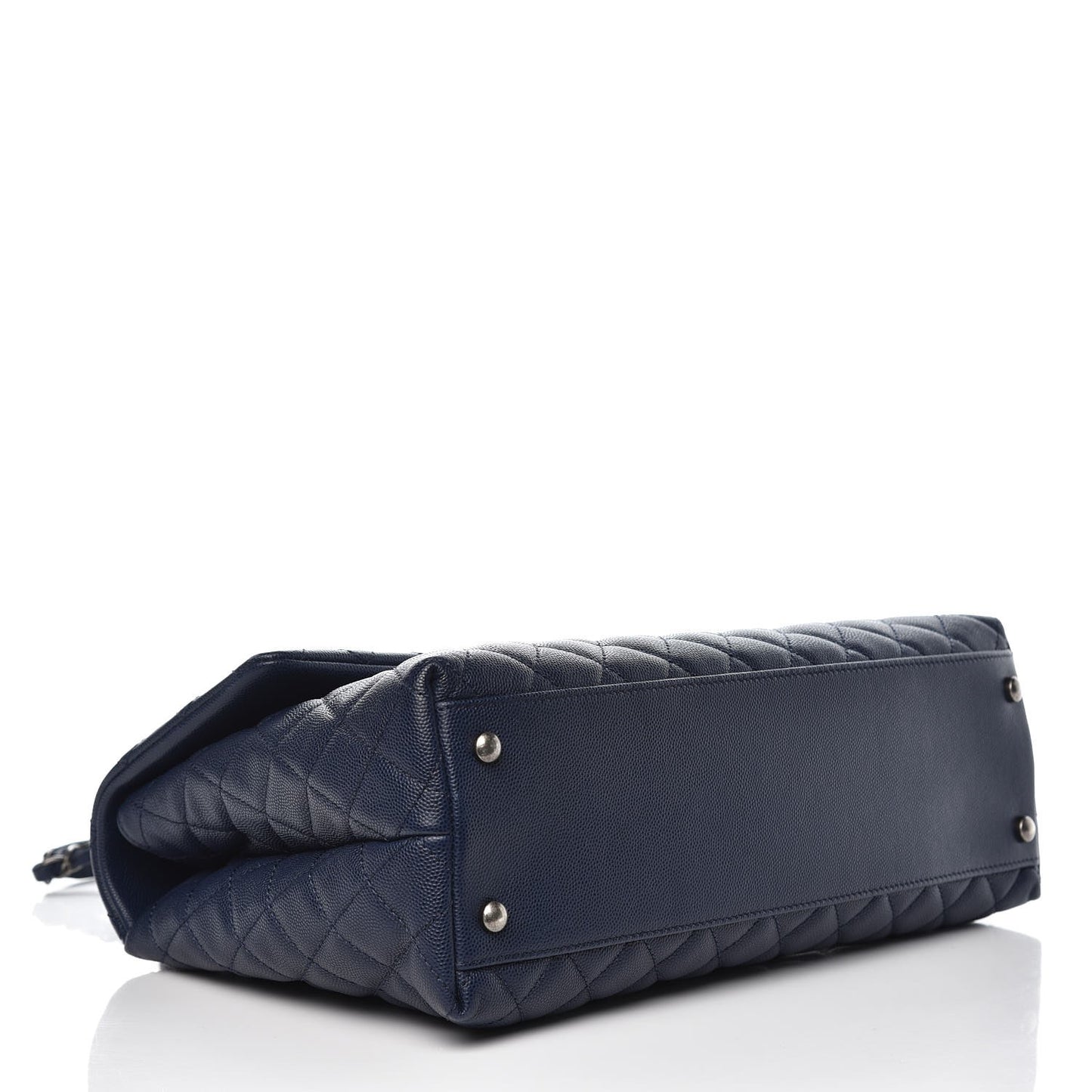 Caviar Lizard Quilted Medium Coco Handle Flap Navy
