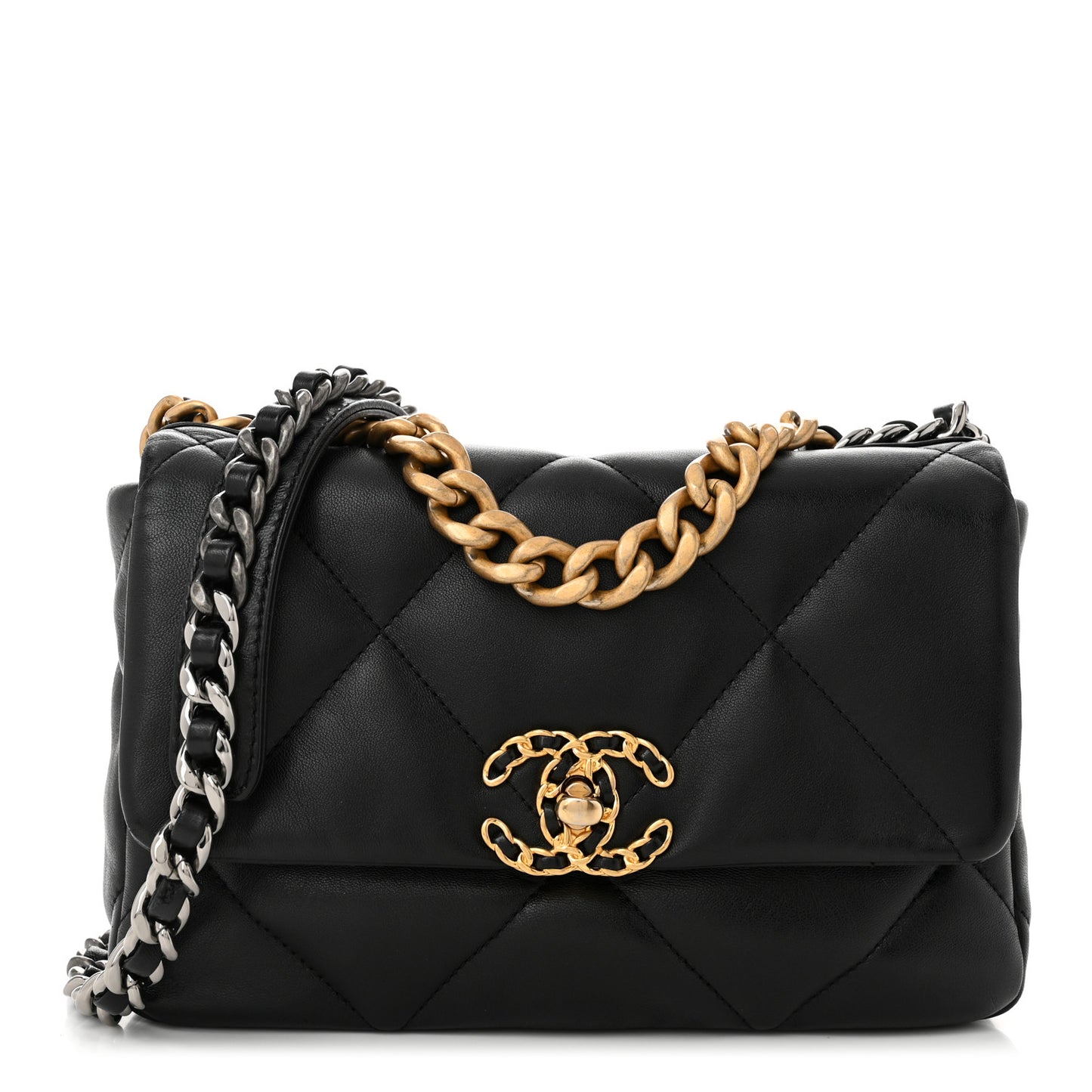 Lambskin Quilted Medium Chanel 19 Flap Black