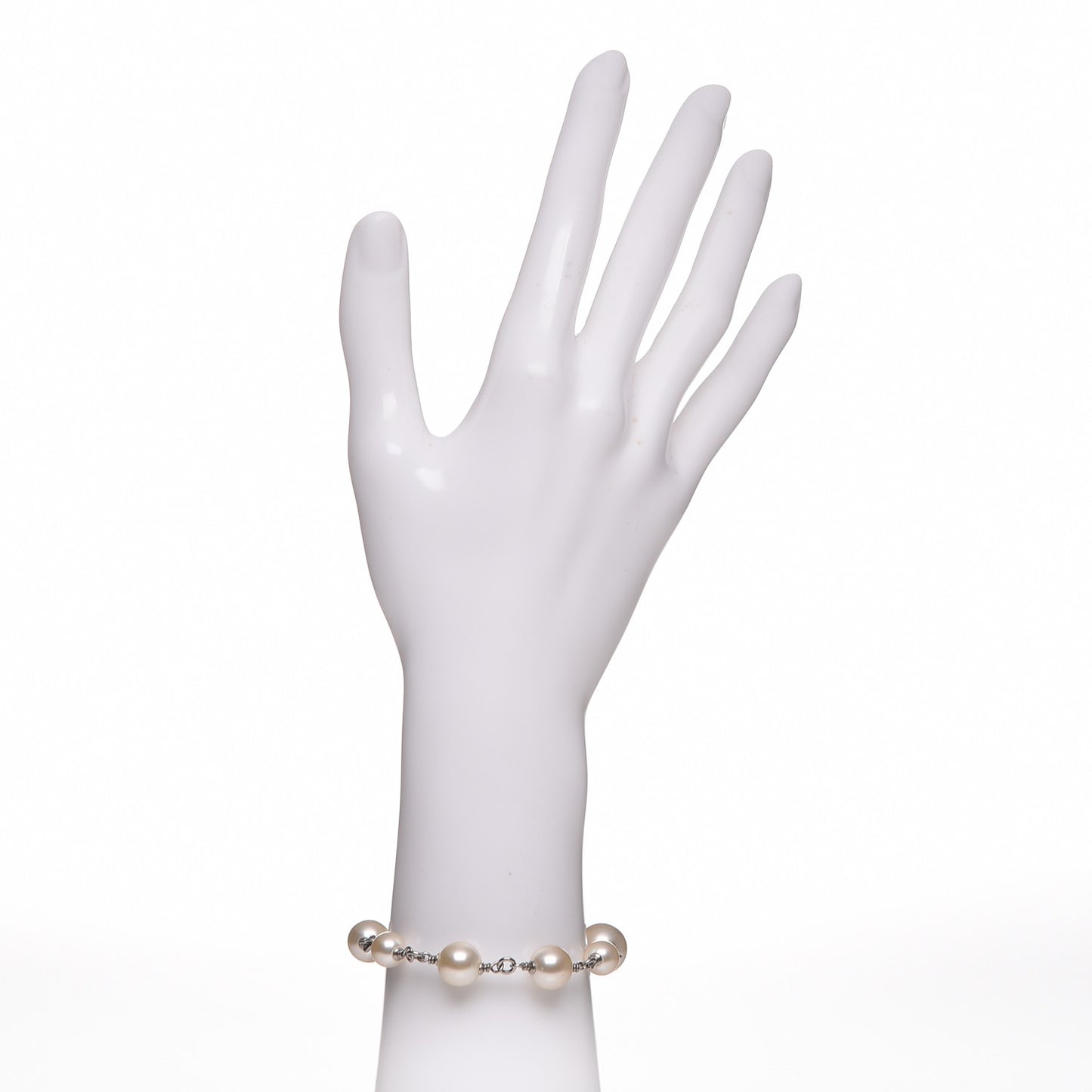 Baguette Crystal Pearl CC Bracelet Silver