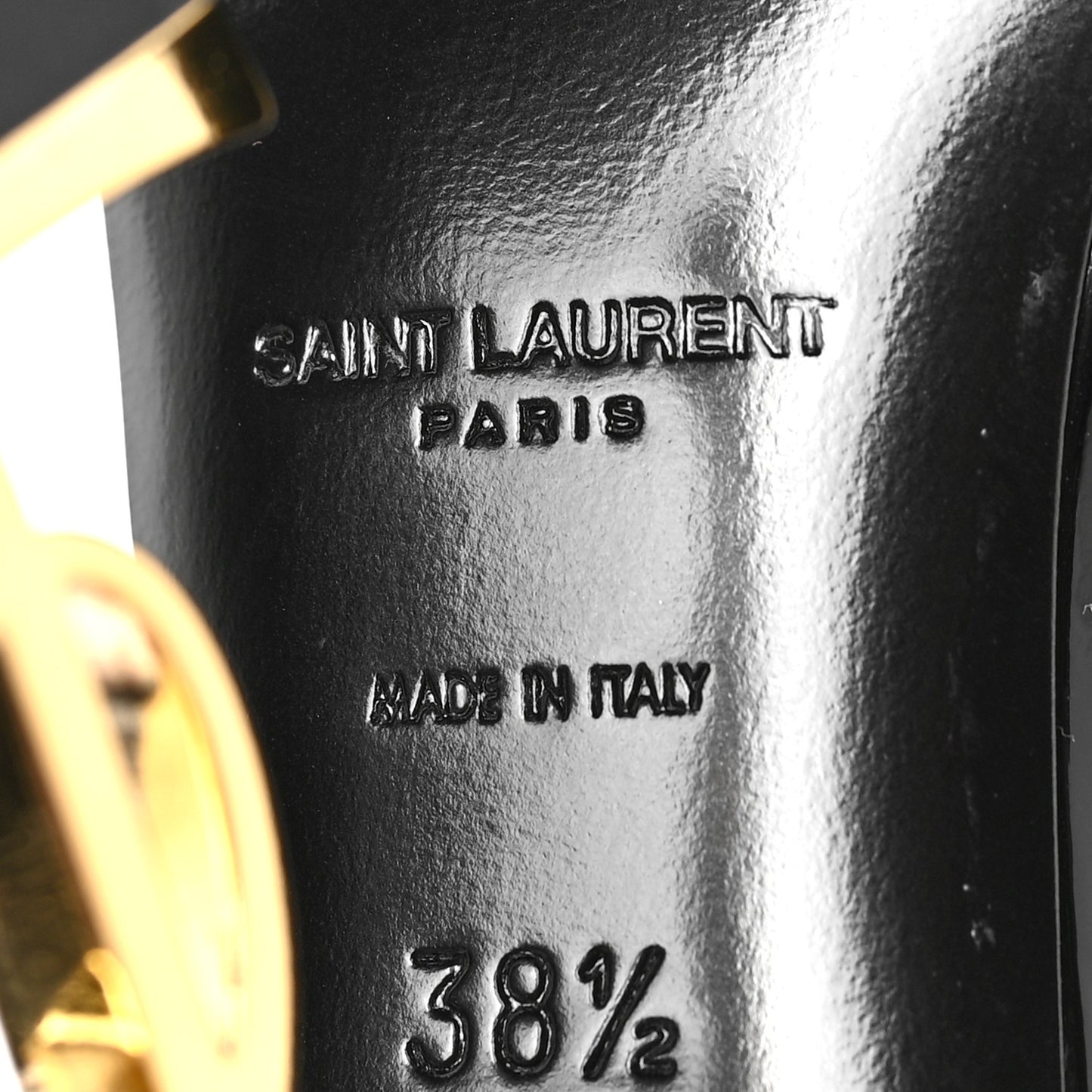 Patent Calfskin Opyum 110 Sandals 38.5 Black Gold