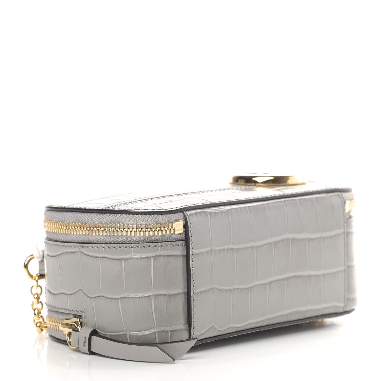 Calfskin Crocodile Embossed Mini C Vanity Bag Stormy Grey