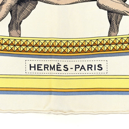 Hermes Silk Grand Apparat Forever Scarf 90 Creme Gold Multicolore 3 of 5
