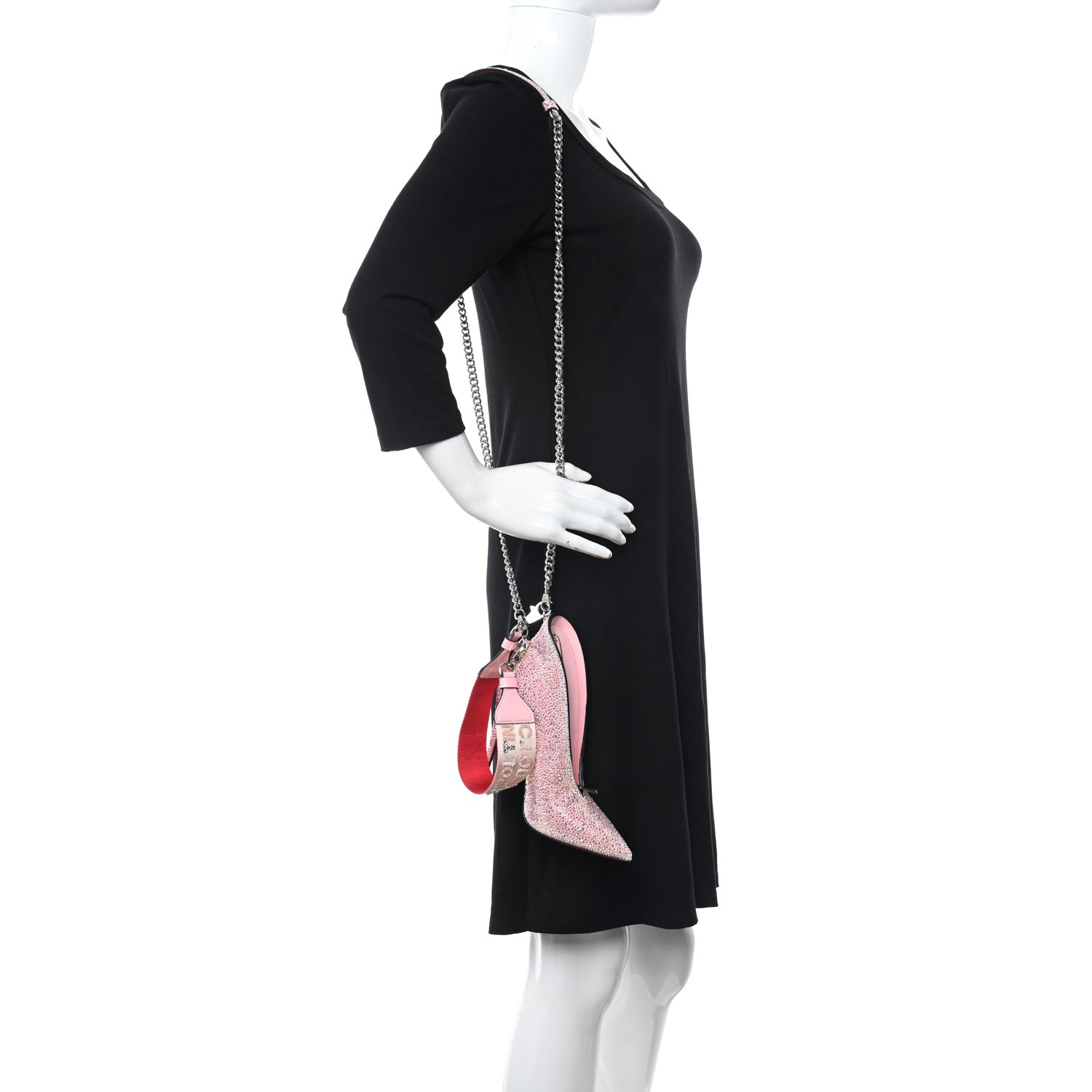 Christian Louboutin Crystal Suede A.B Stiletto Charm Clutch Pink Metallic 2 of 7