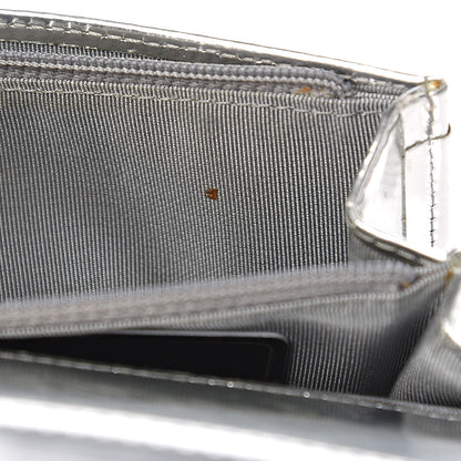 Chanel Metallic Patent Calfskin Embossed CC Yen Wallet Silver 9 of 10