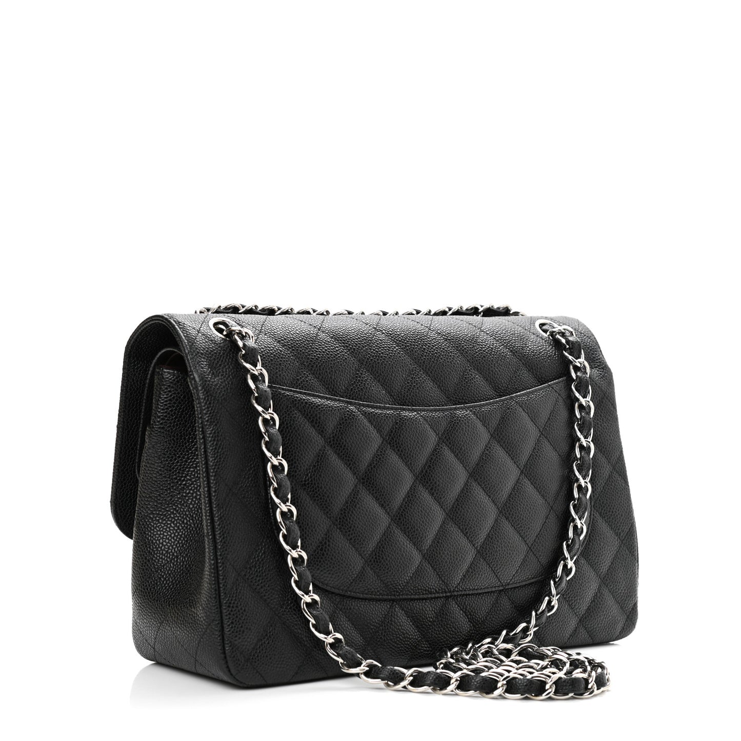 Caviar Quilted Jumbo Double Flap Black